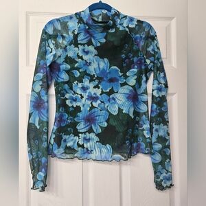 Floral Mesh Long Sleeve Top